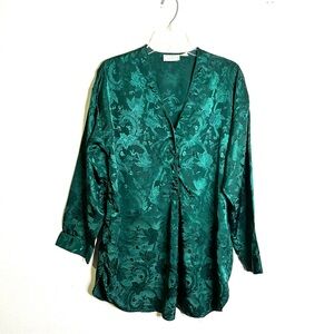 Victoria's Secret vintage Gold Label emerald green sleep shirt sz L pajamas